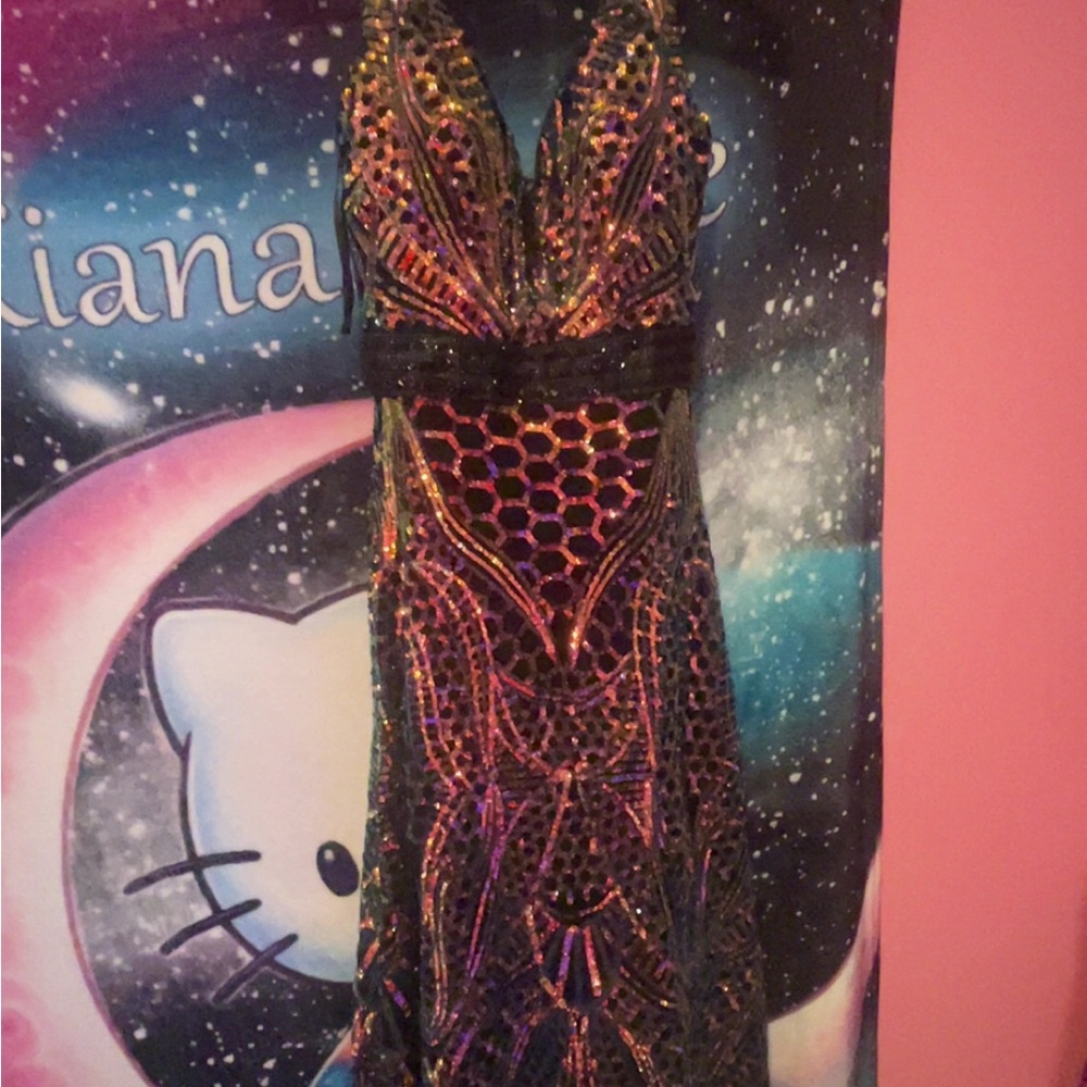 Multicolor Sequin Halter Dress